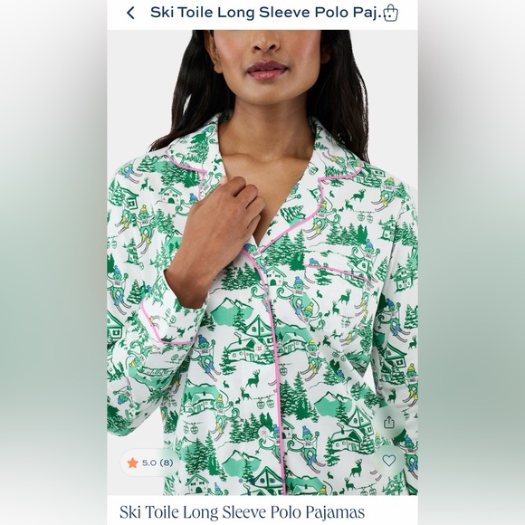 Roller Rabbit Ski Toile Long Sleeve Polo Pajamas set - Picture 8 of 8